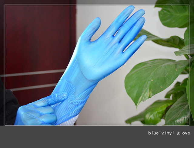 Одноразовые синие виниловые перчатки для осмотра